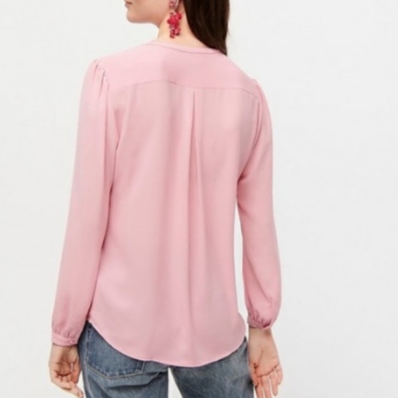 JCrew Long Sleeve Drapey Scalloped Top in Bohemian Rose - Picture 3 of 7